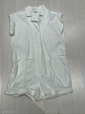 Splendid White denim Collared shorts romper - size XS